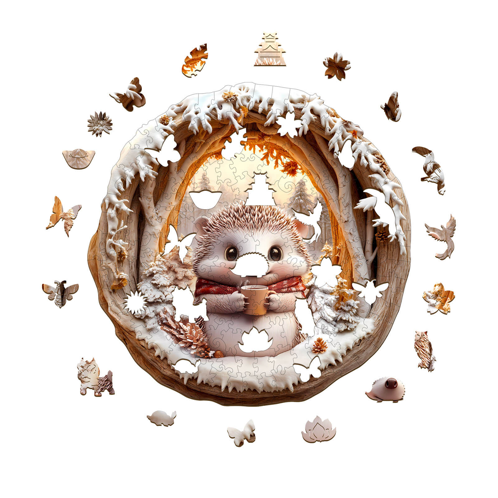 3D Cave Hedgehog Wooden Jigsaw Puzzle