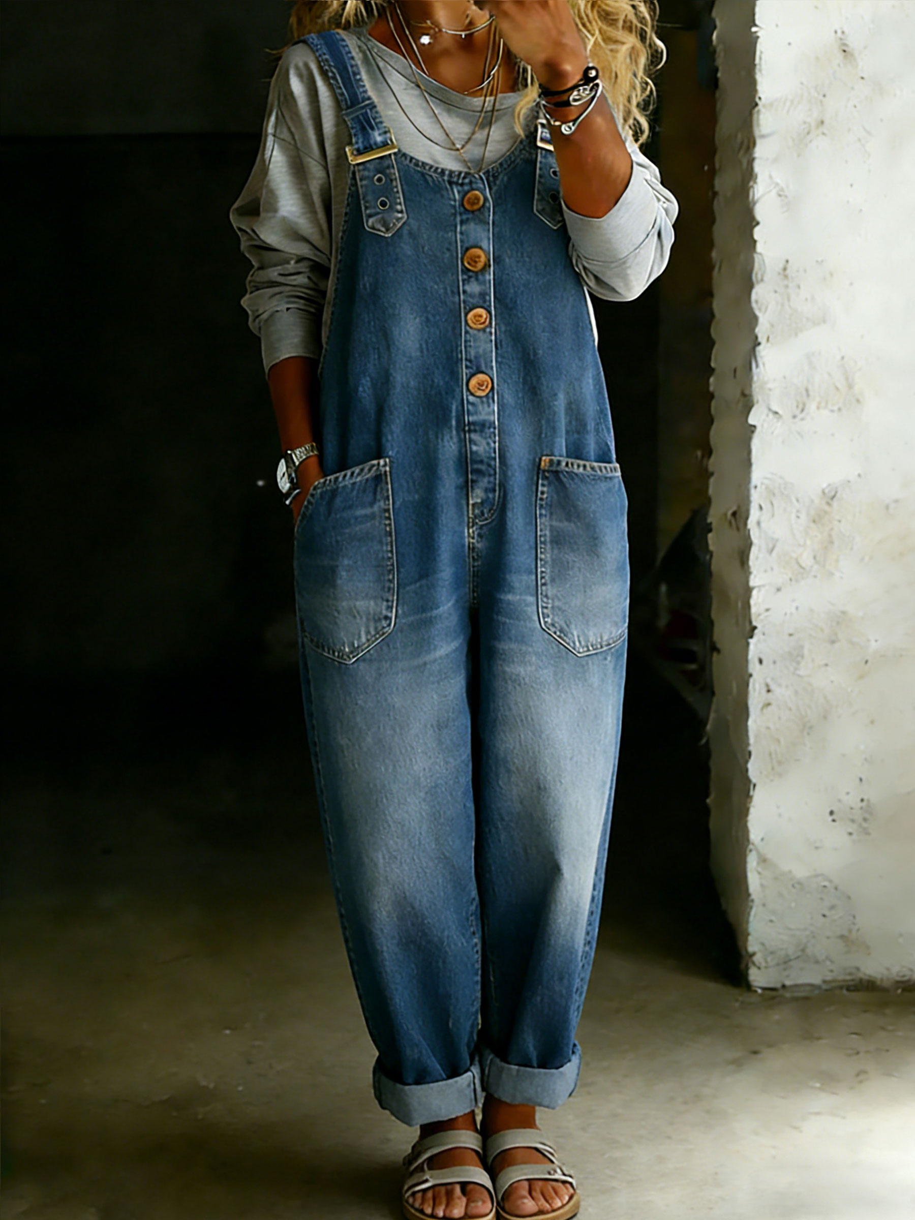 Women’s Casual One Piece Denim Jumpsuit