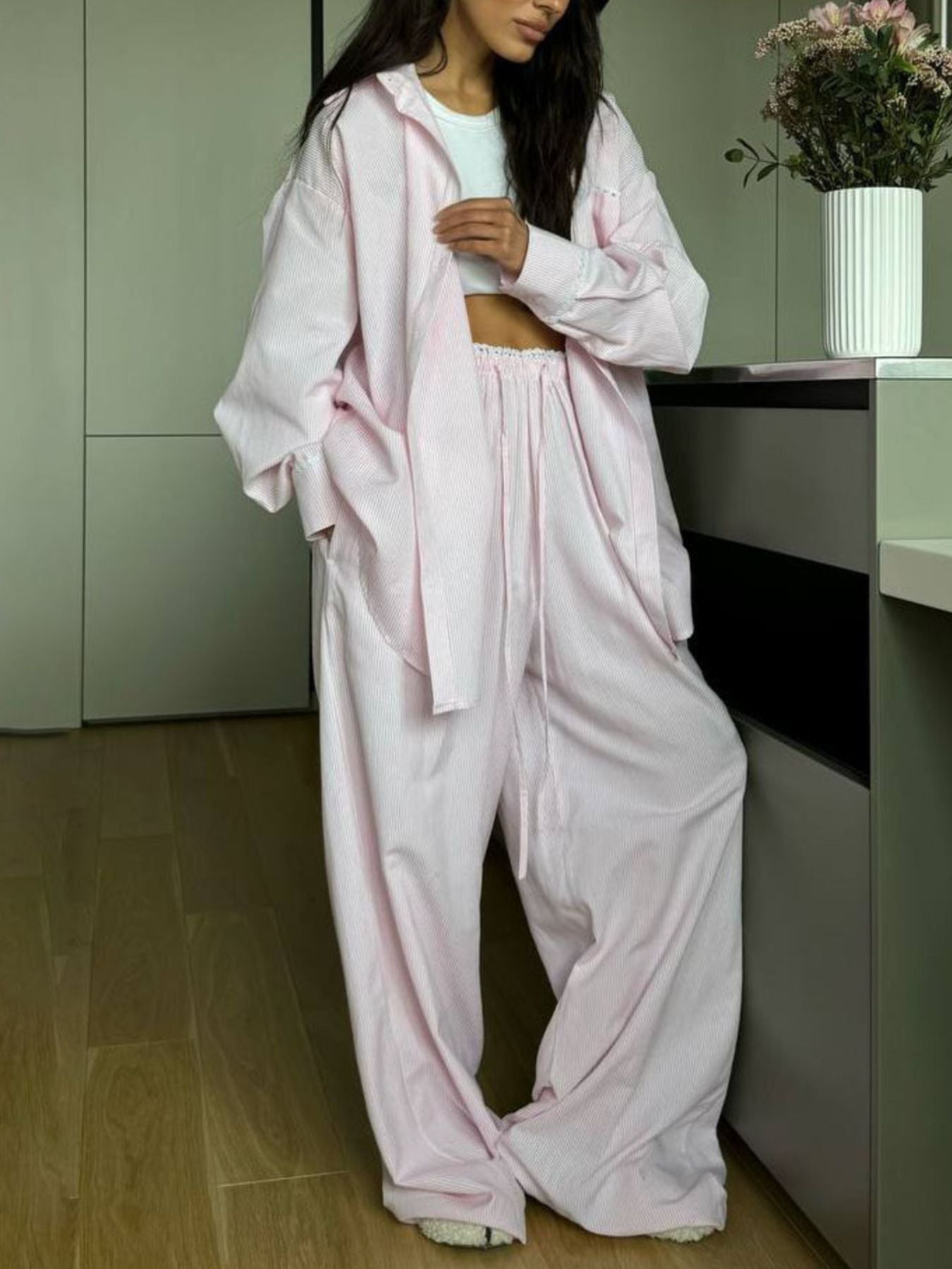 Relaxed Fit Long Sleeve Shirt and Pants Set