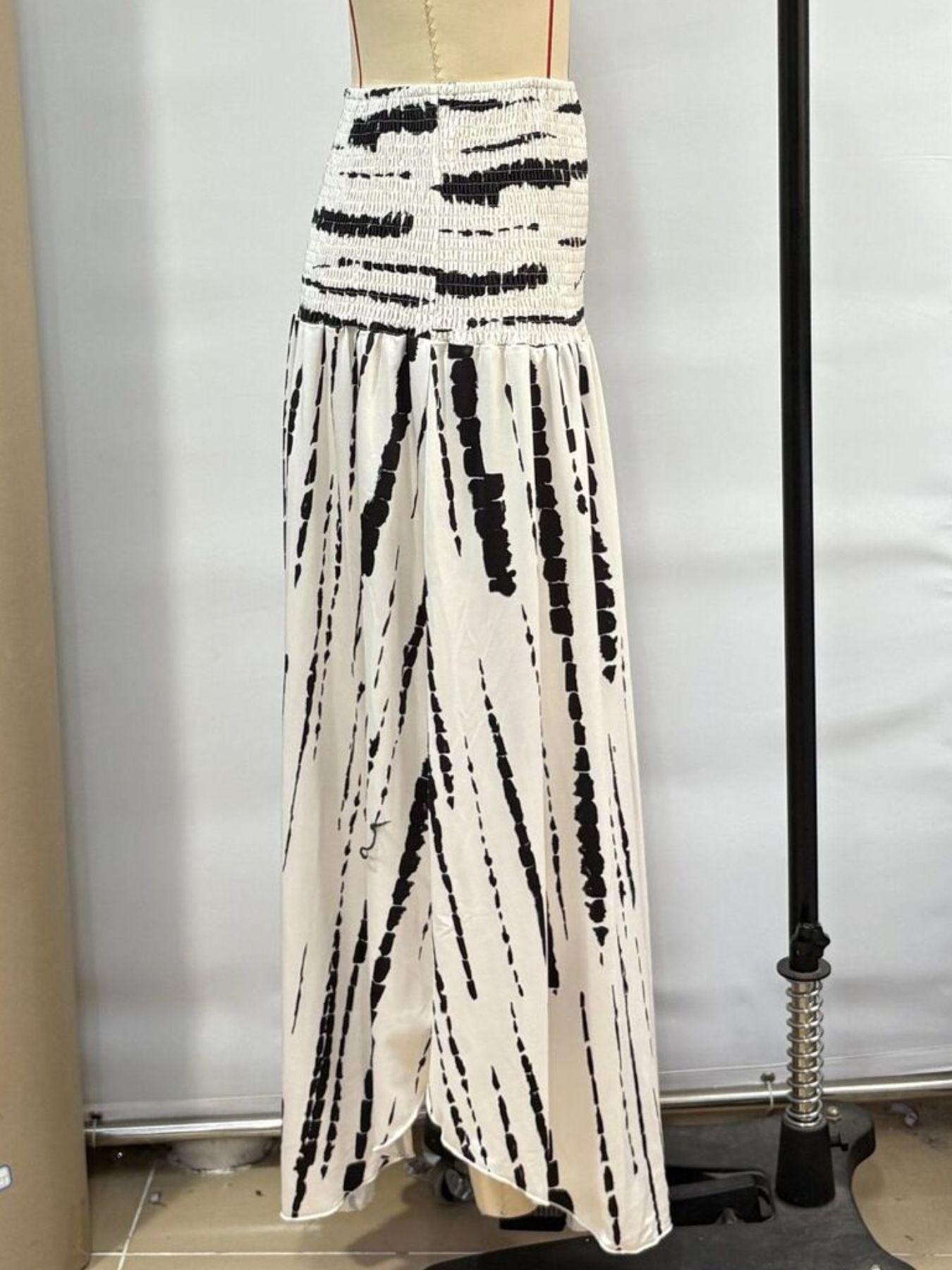 Smocked Asymmetrical Hem Skirt