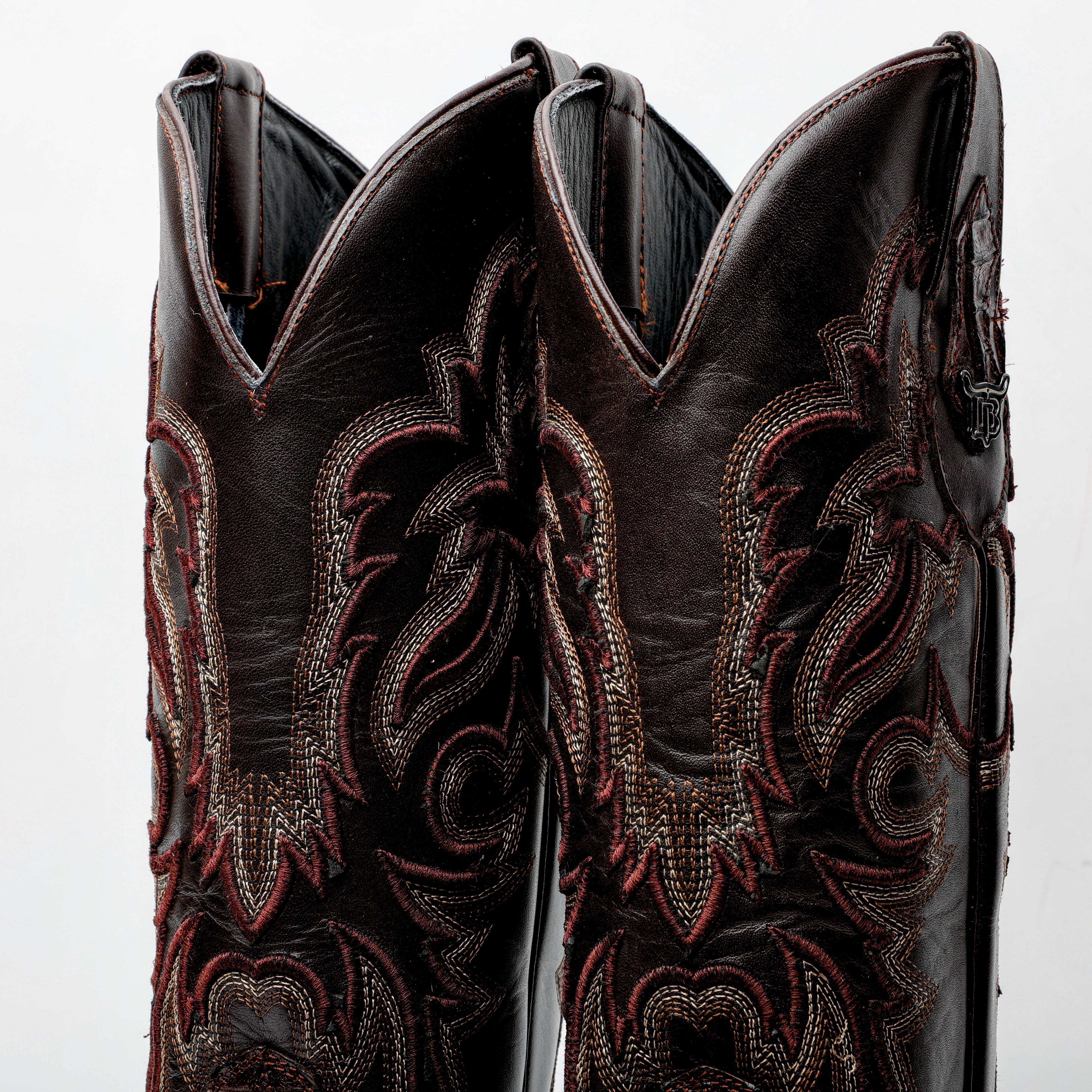 Brown Caiman Hornback Leather Boots - Square Toe