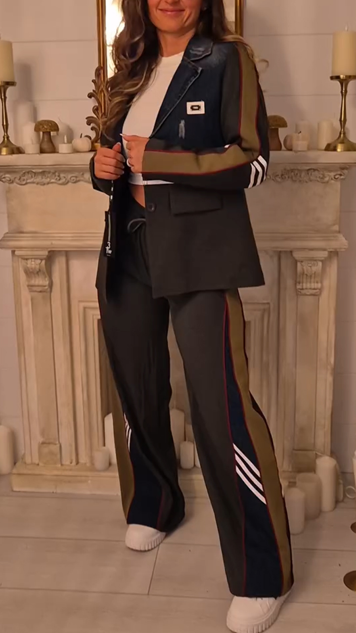 Women Laple Collar Jacket+ Pants Casual Suit