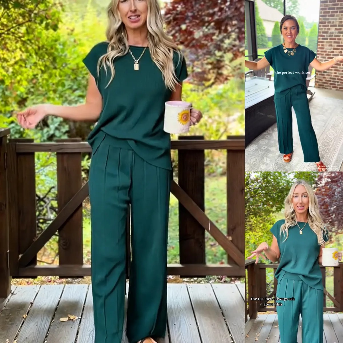 ✨ Women’s Knit Two-Piece Lounge Set – Cap Sleeve Top & Wide Leg Pants