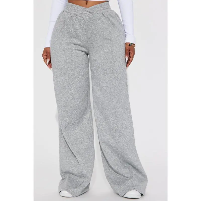 Crossover High Waisted Wide Leg Lounge Pants