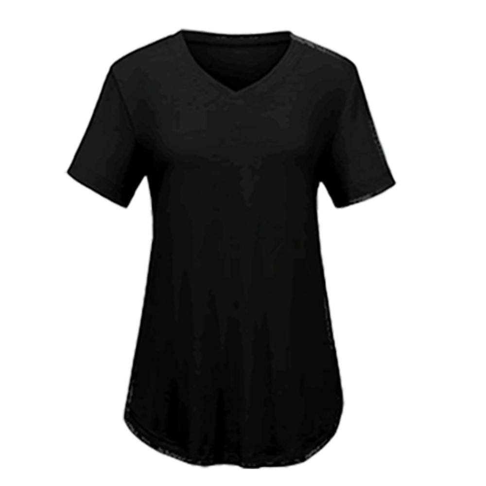 Short Sleeve Shirts for Women Casual V-Neck Plain Tees - Set of 8, Various Color Combinations, Curved Hem Comfort Womenswear