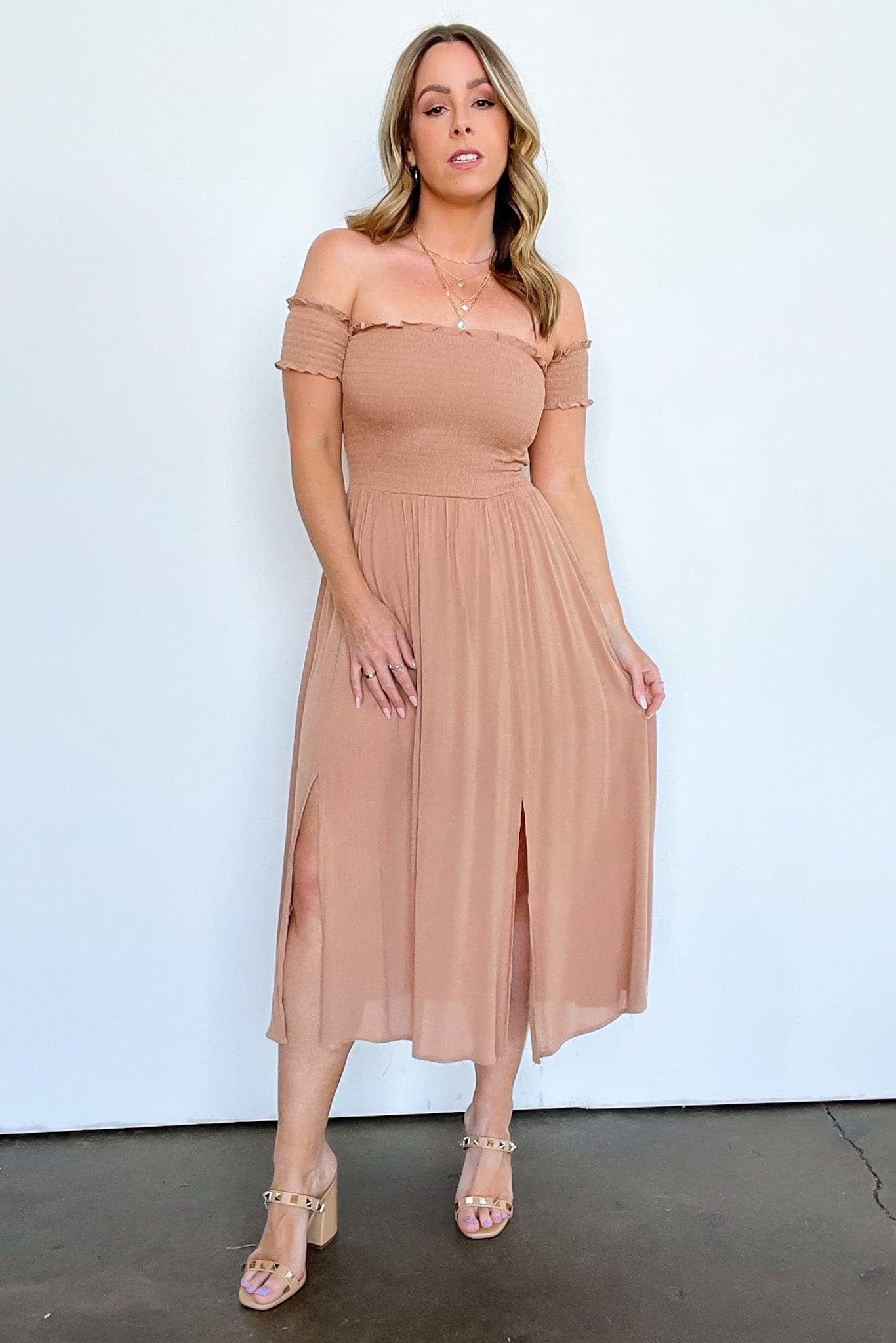 Off Shoulder Smocked Dress