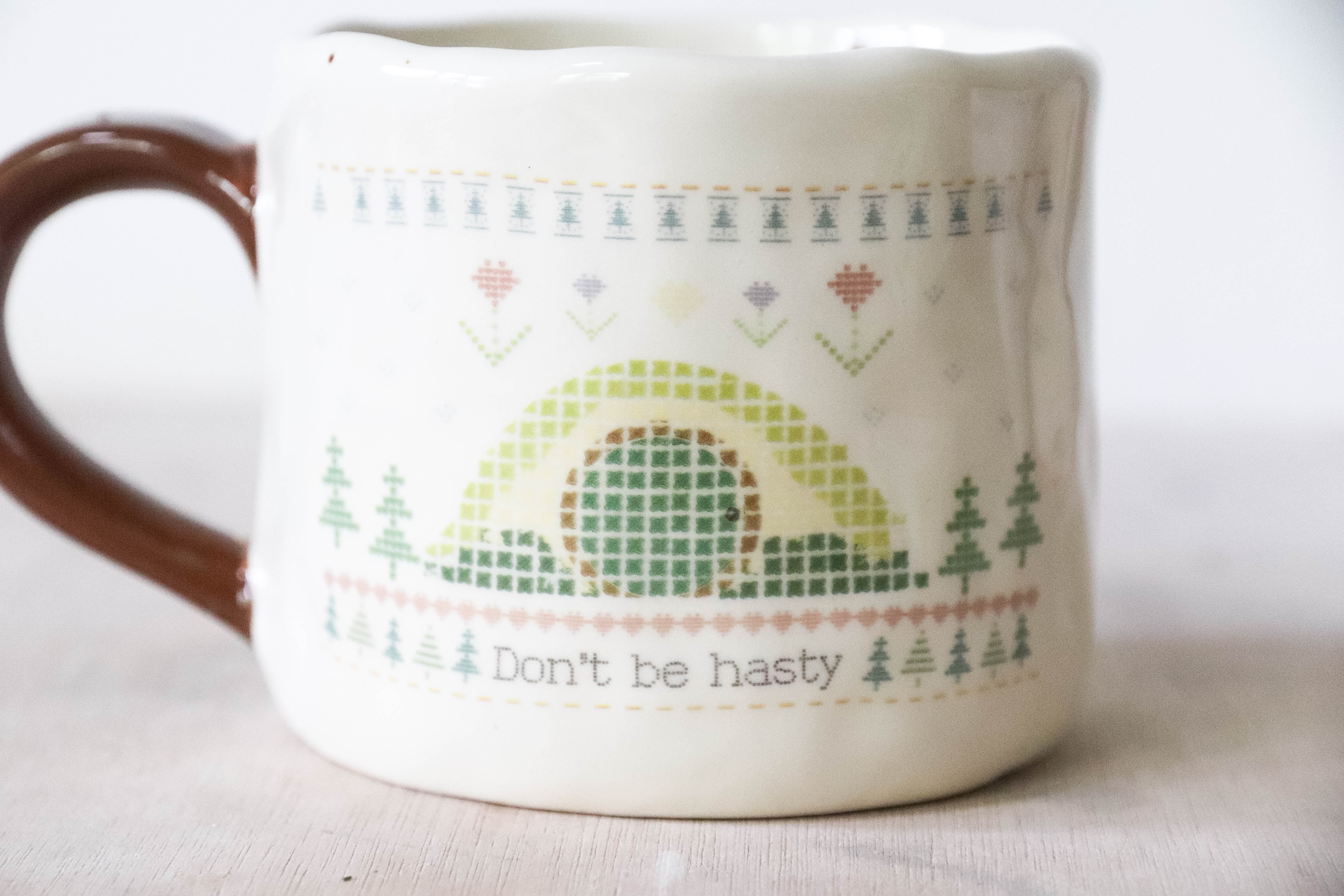 Don't Be Hasty Brown Mug Medium