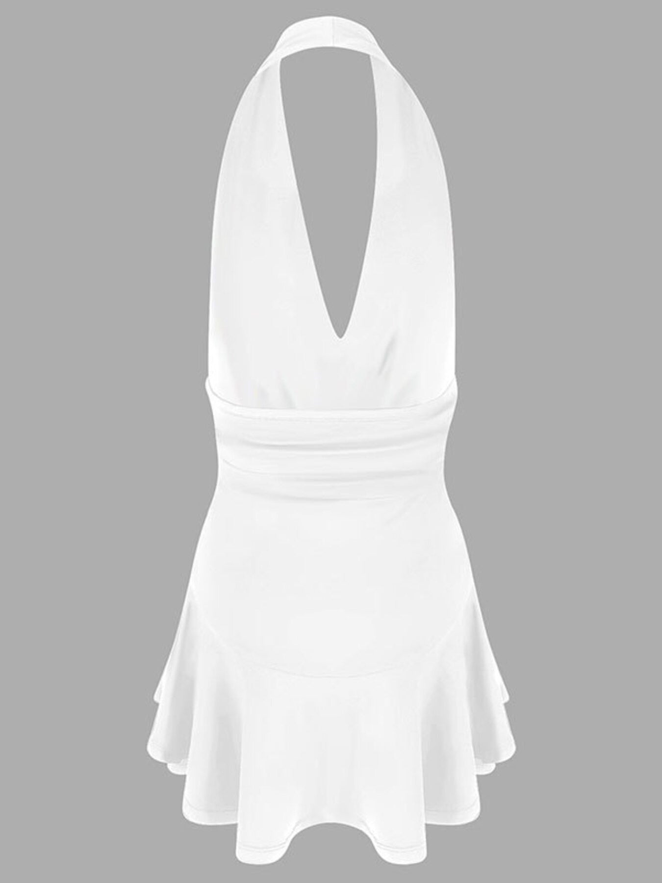 Halter Neck Ruffle Hem Mini Dress