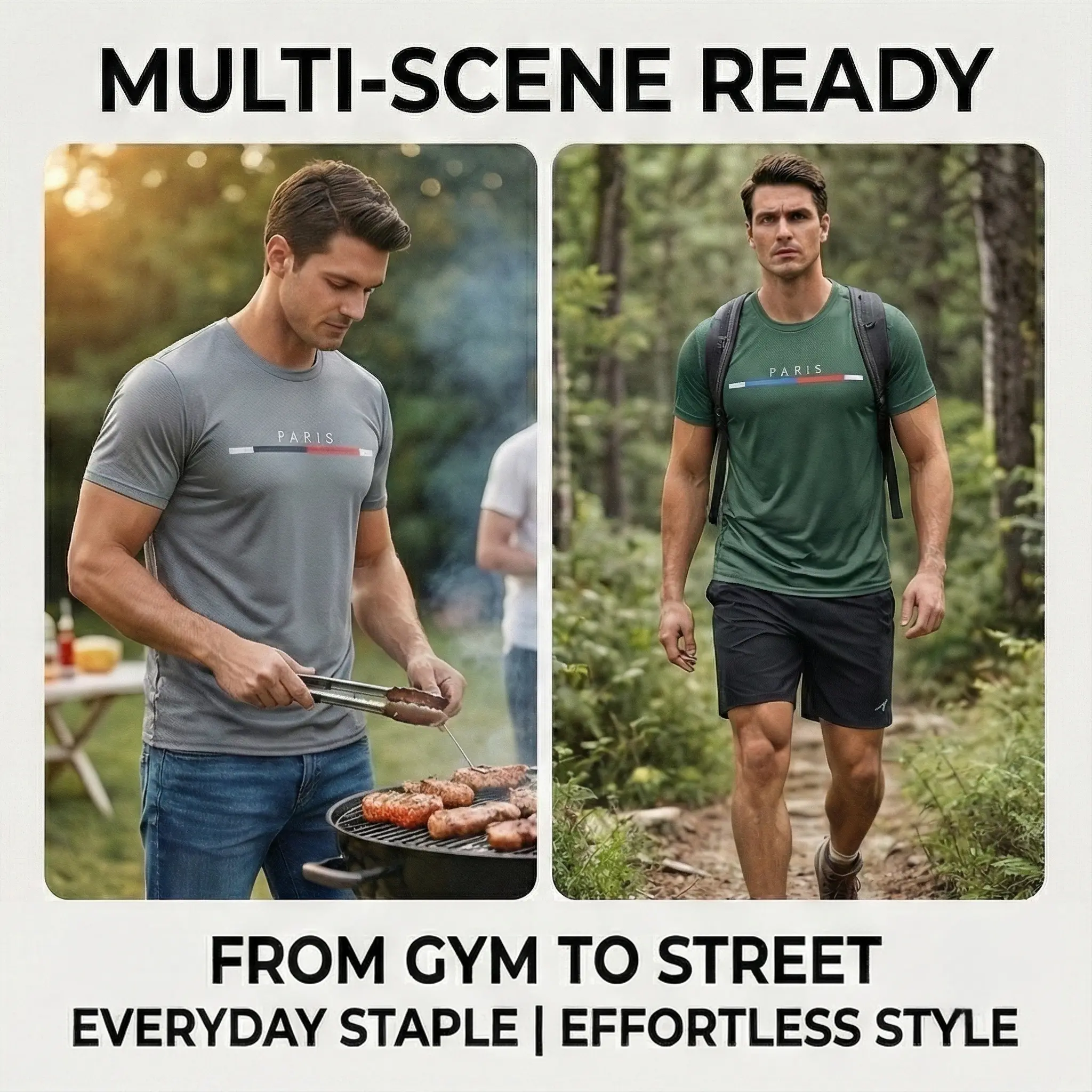 Men's 6-Pack Graphic Tees Short Sleeves Moisture Wicking Quick-Dry Athletic Cut Soft Tops for Summer Training & Running Value Set