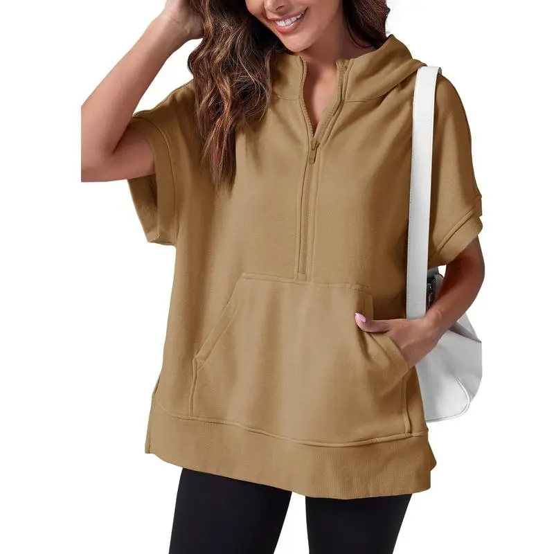 Womens Oversized Half Zip Hoodies with Pockets