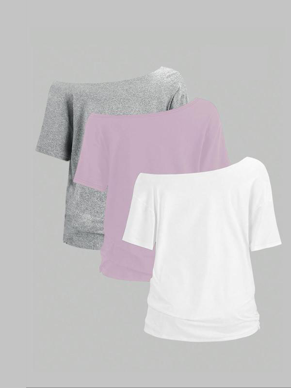 Women’s Solid Color Loose Tee – Casual Basic Short Sleeve T-shirt for Daily Wear