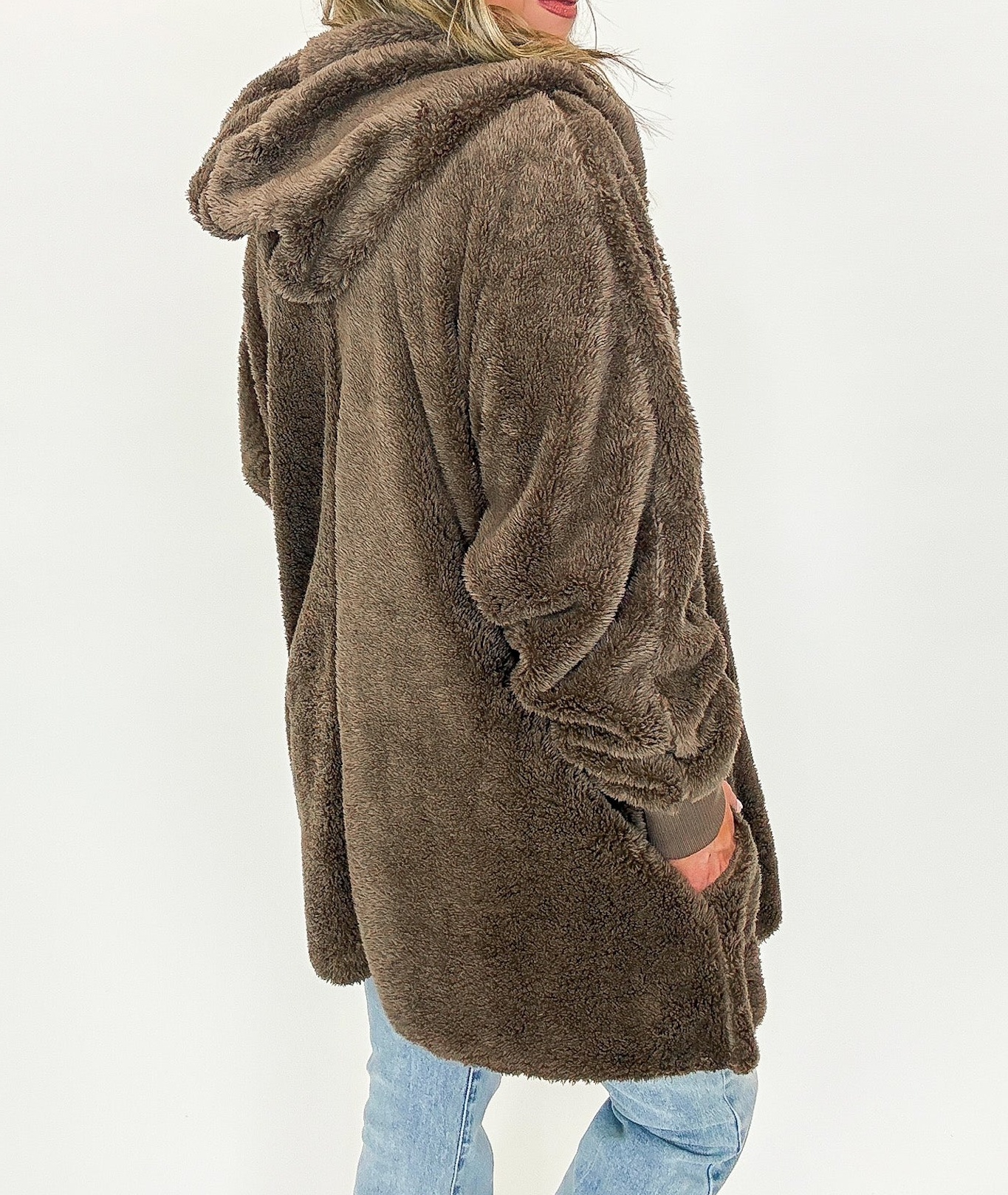 Cozy Crest Hooded Faux Fur Jacket