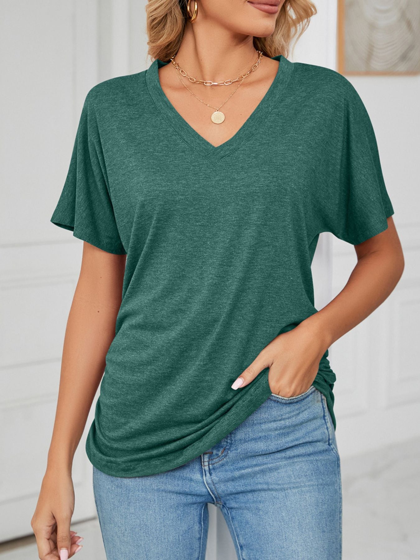 Casual V-Neck Short Sleeve T-Shirt