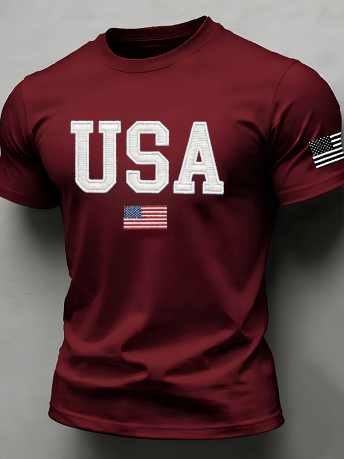 Men'S American Flag Independence Day Celebration Classic Pattern Short Sleeve T-Shirt