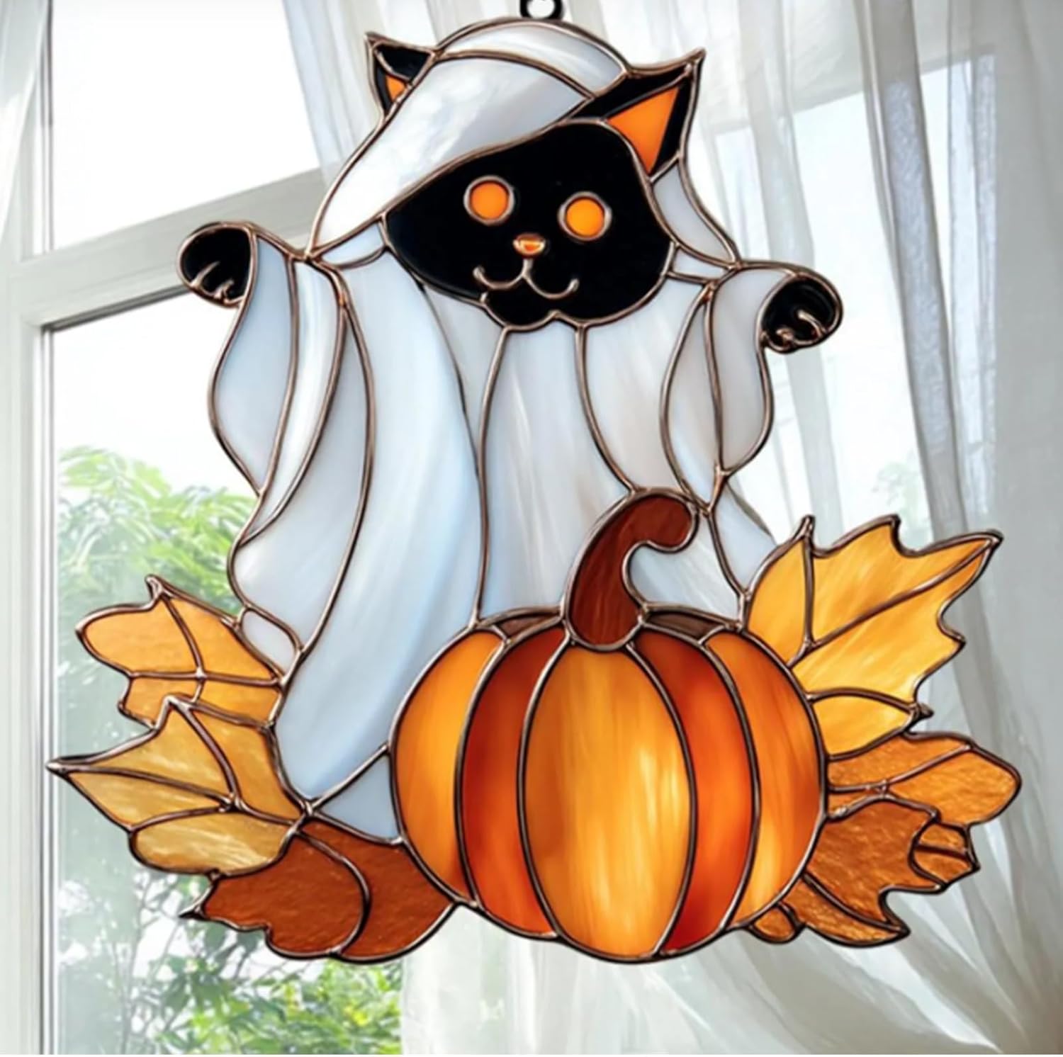 Halloween Ghost Animal Pumpkin Suncatcher Window Decor
