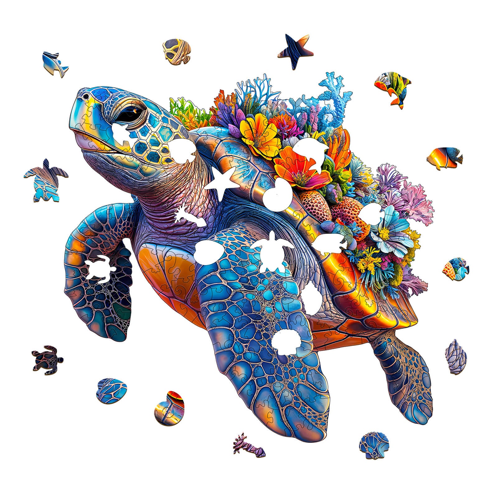 Coral and Turtle Wooden Jigsaw Puzzle