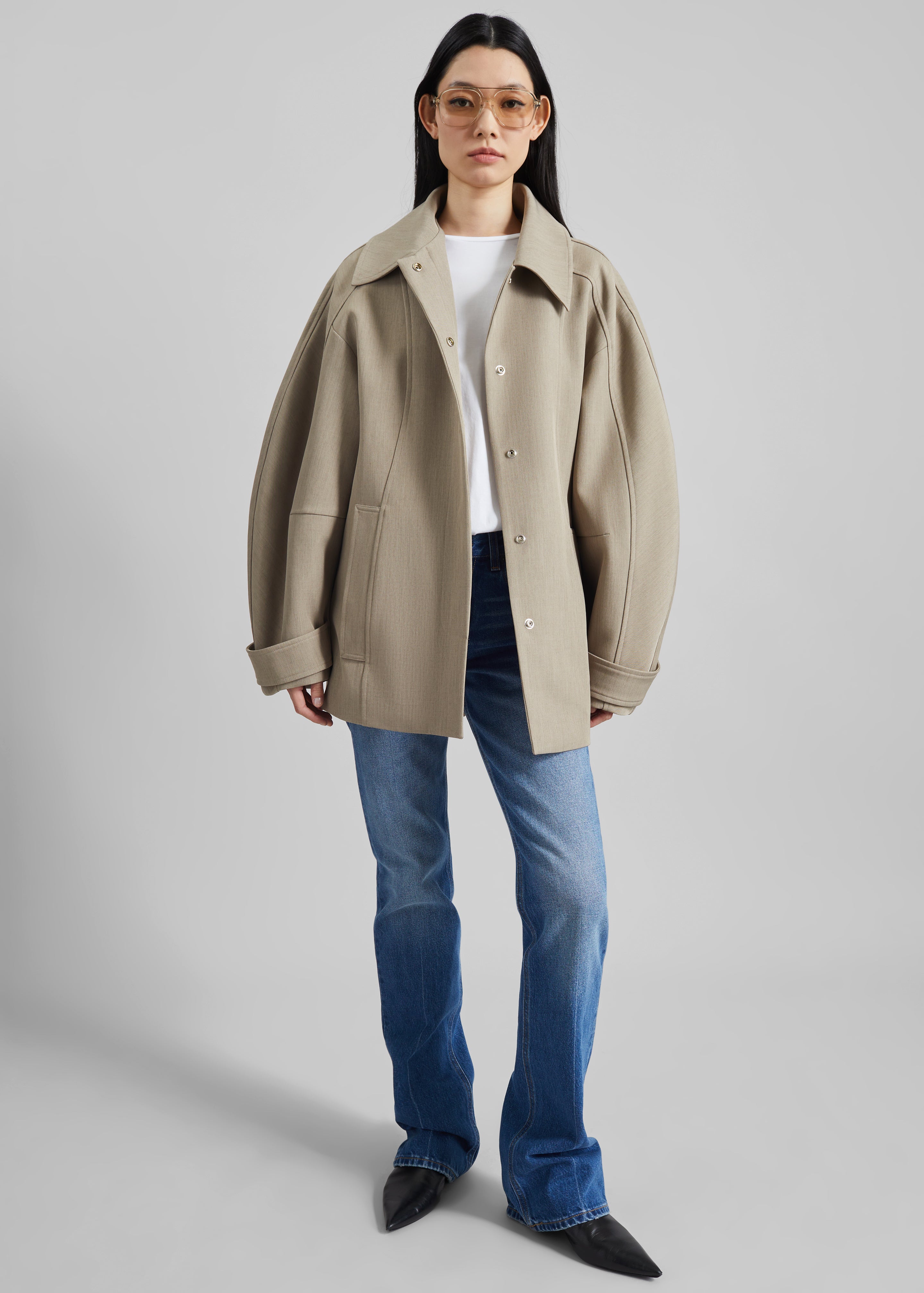 Venlo Curve Sleeve Belted Jacket - Beige