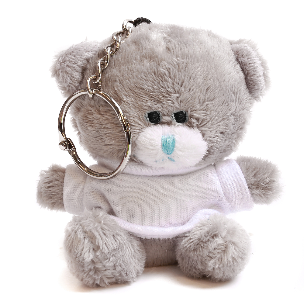 Grey Qbeba Bear keychain with Tee 4inch