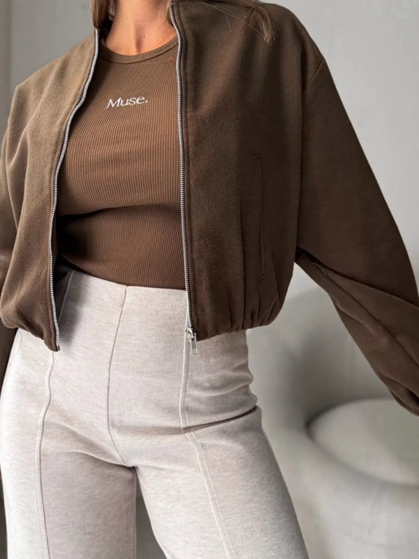 Casual Fleece Zip-Up Jacket