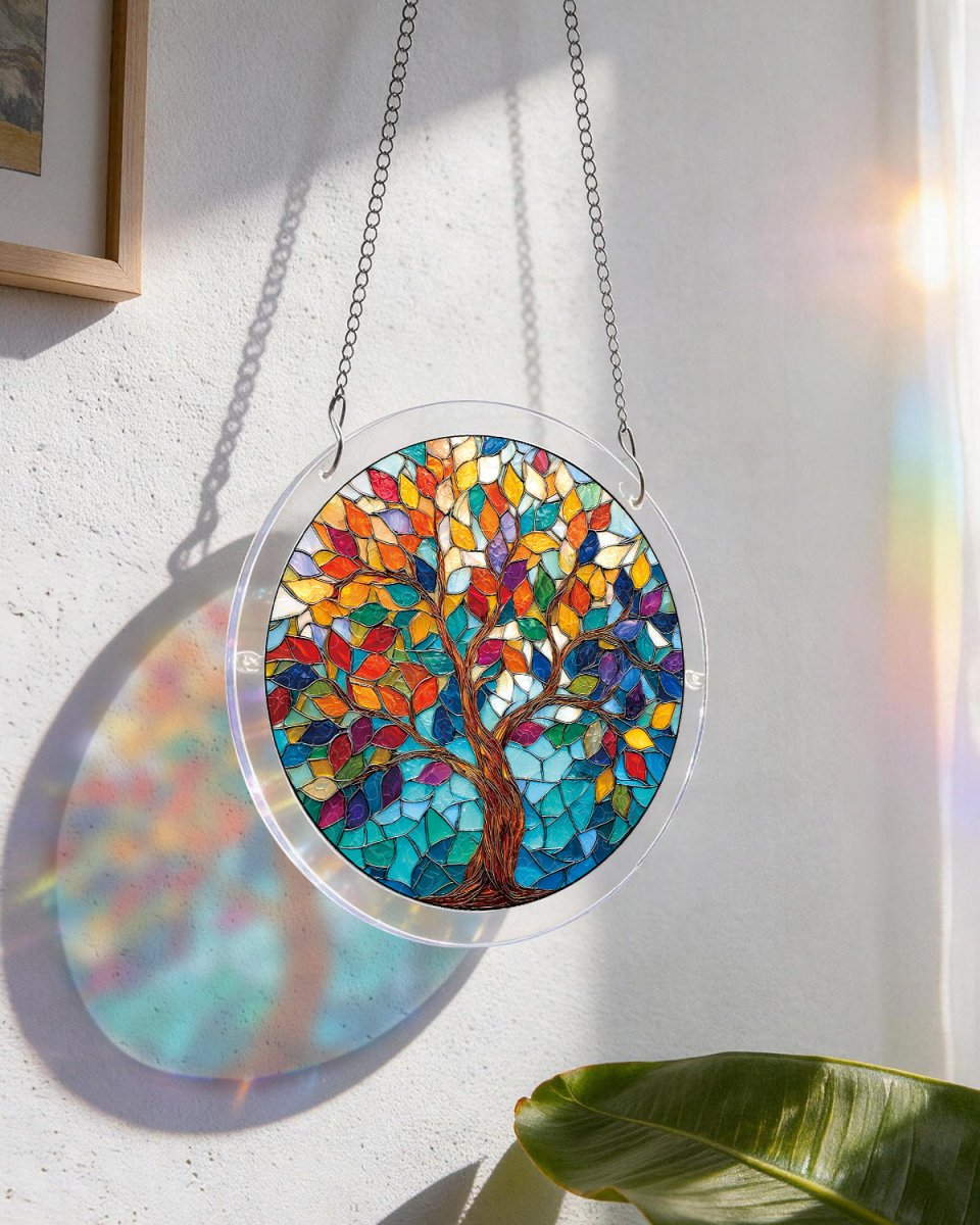 Acrylic Jigsaw Puzzle Suncatcher - Tree of Luminous Leaves