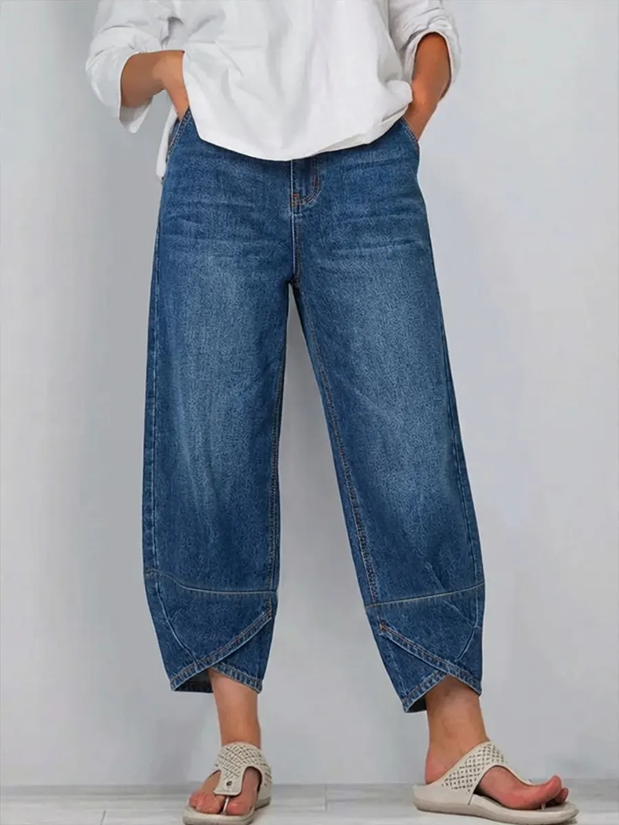 Women's Casual Cross-design Cotton Denim Jeans