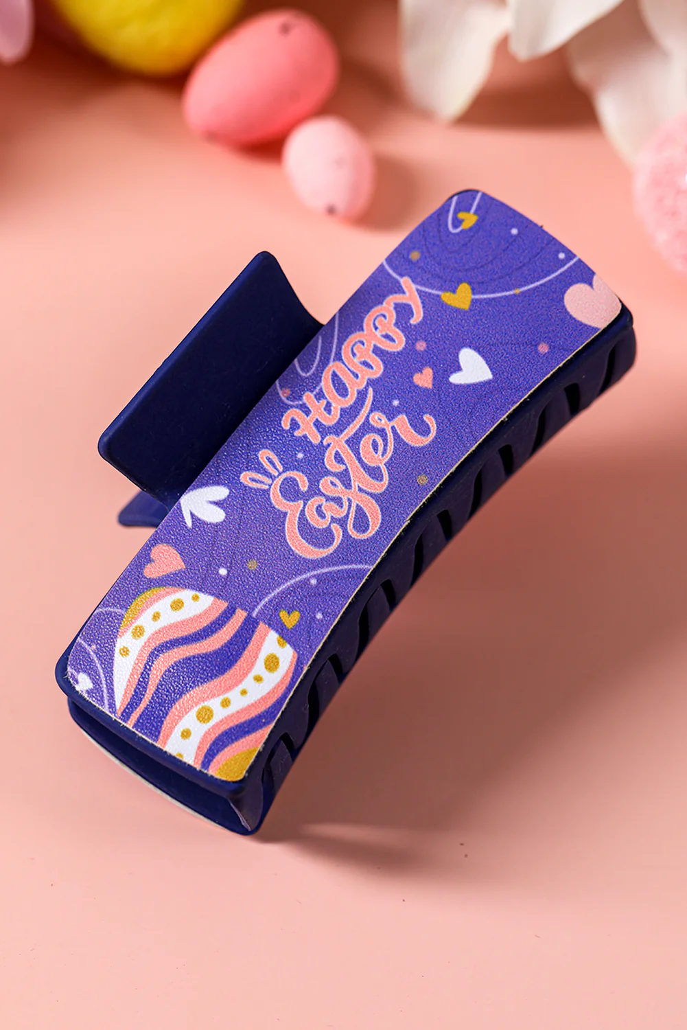 Lilac Happy Easter Print Large Hair Claw Clip