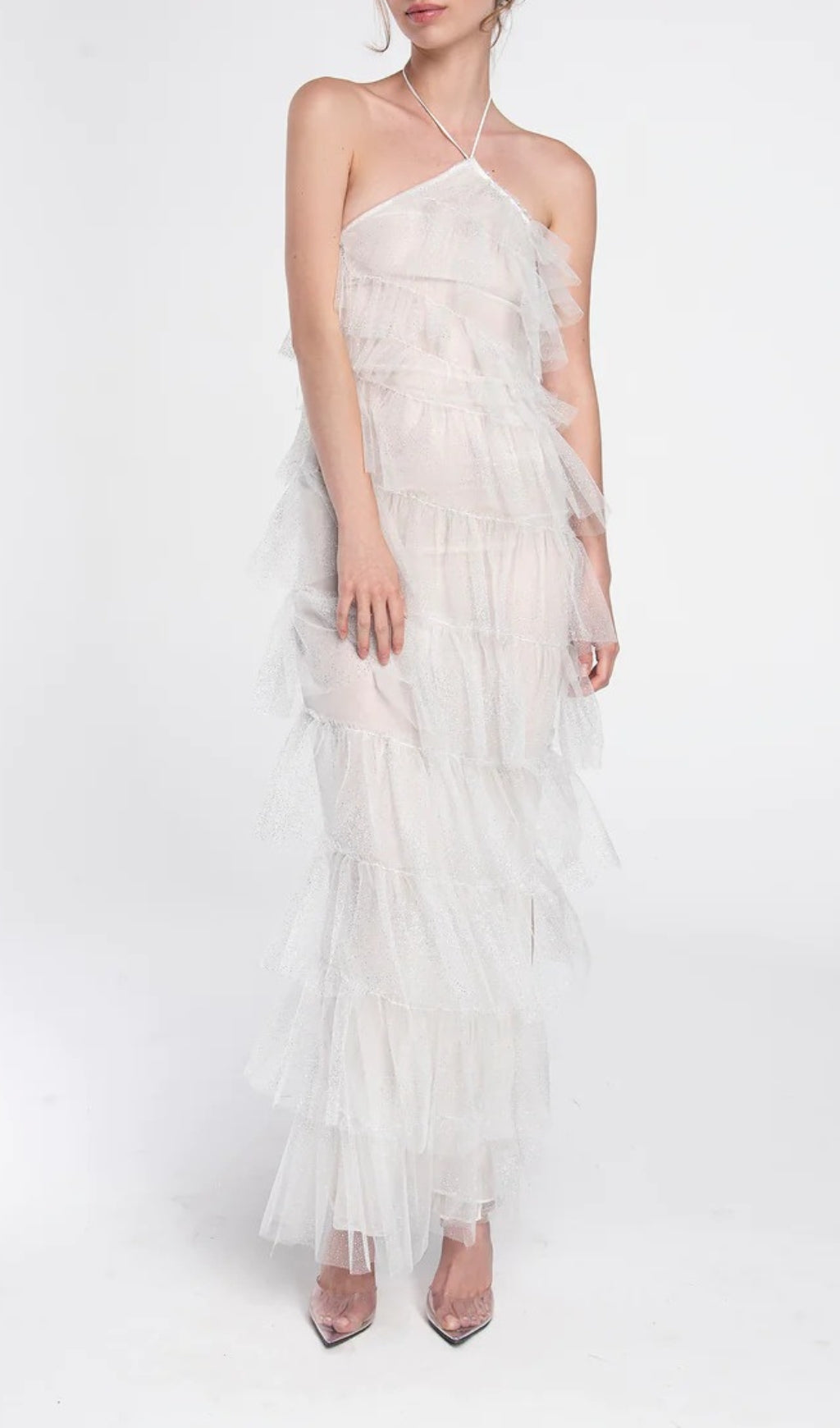 FRINGED  BACKLESS MAXI DRESS