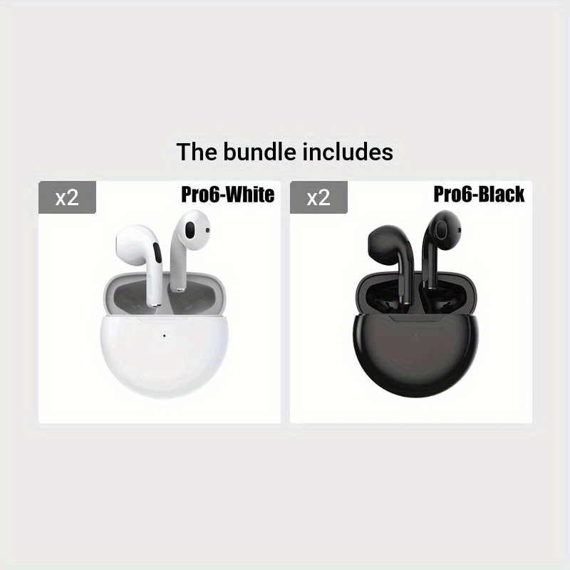 New Pro 6 Tws Waterproof In-Ear Hi-fi Stereo Wireless Earbuds Sports Life Headphones