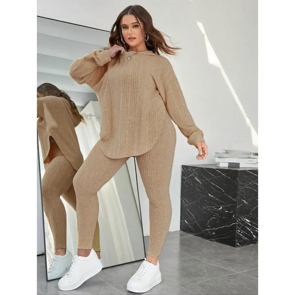 Women's Split-Hem Hoodie & Leggings Set – Cozy Lounge Wear