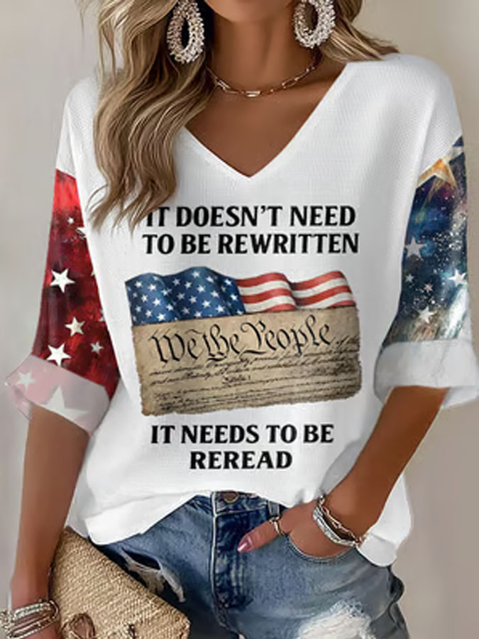 Women'S V-Neck Retro Style 