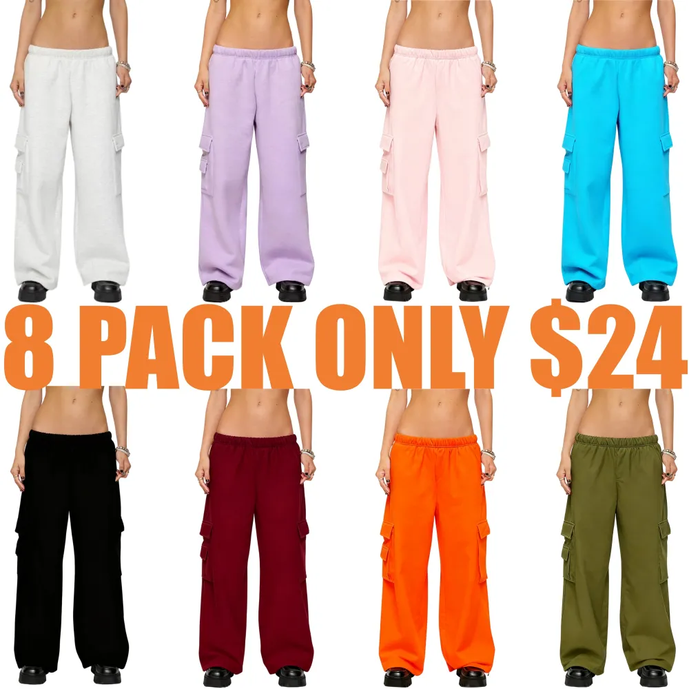 Petite Wide Leg Cargo Sweatpants