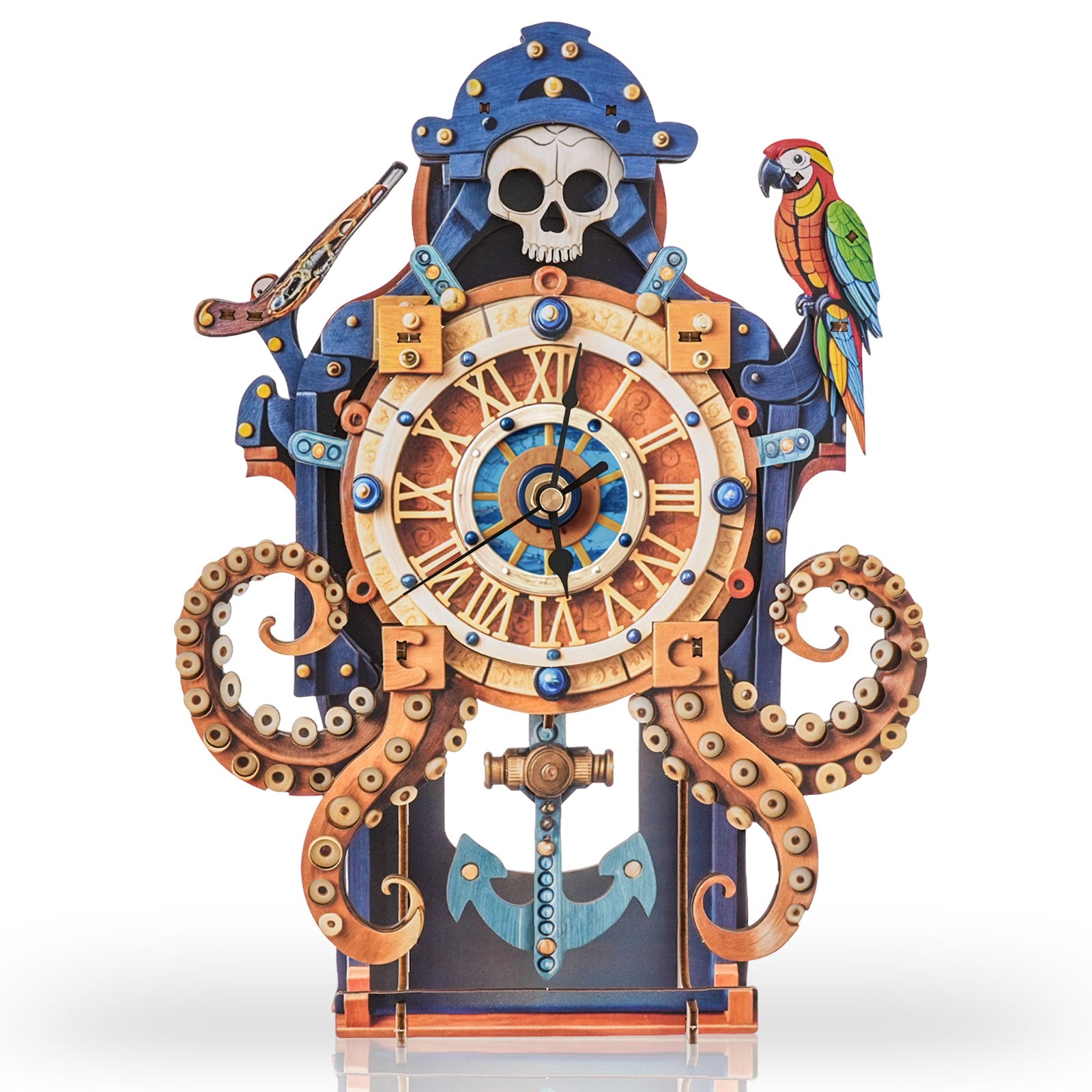 Octopus Sea Monster  â€“ DIY Wooden Clock, 3D Puzzle Craft Kit
