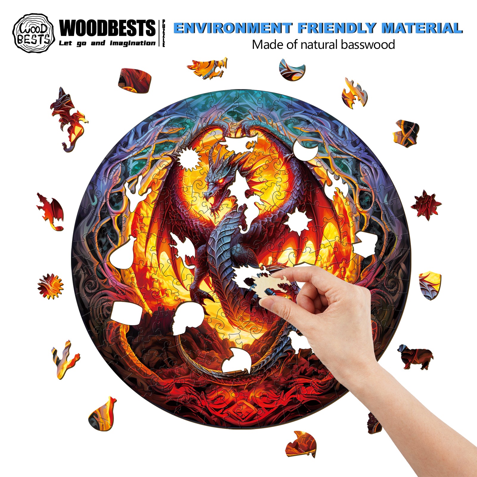 Fiery Dragon-2 Wooden Jigsaw Puzzle