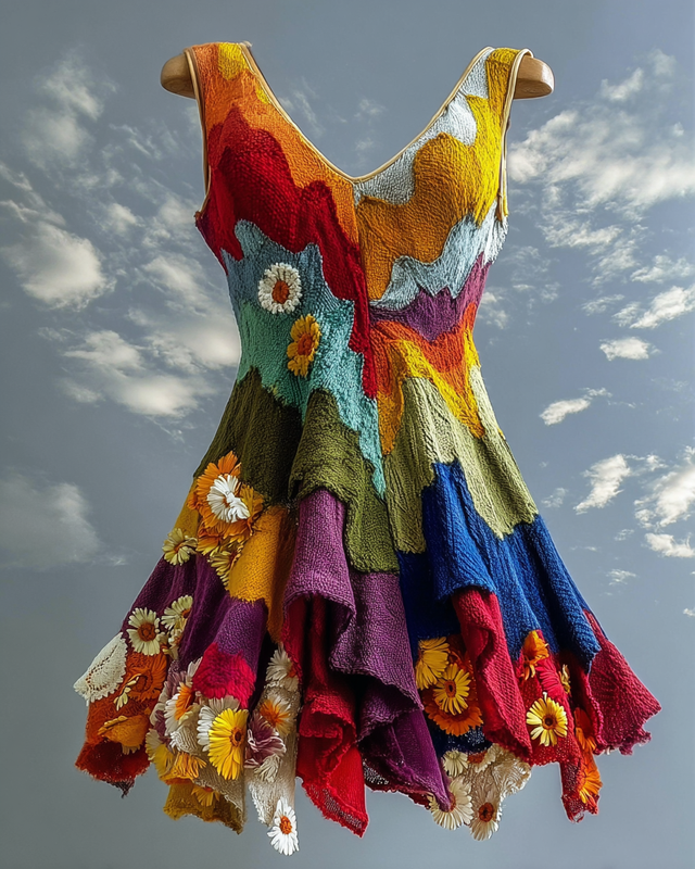 Women's Vibrant Summer Rainbow-Colored Top 7666