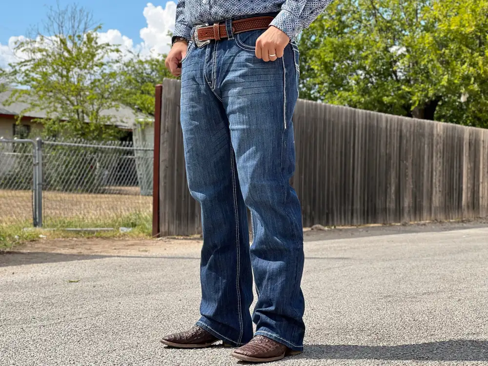 MEN’S RELAXED FIT STRETCH STRAIGHT BOOTCUT JEANS