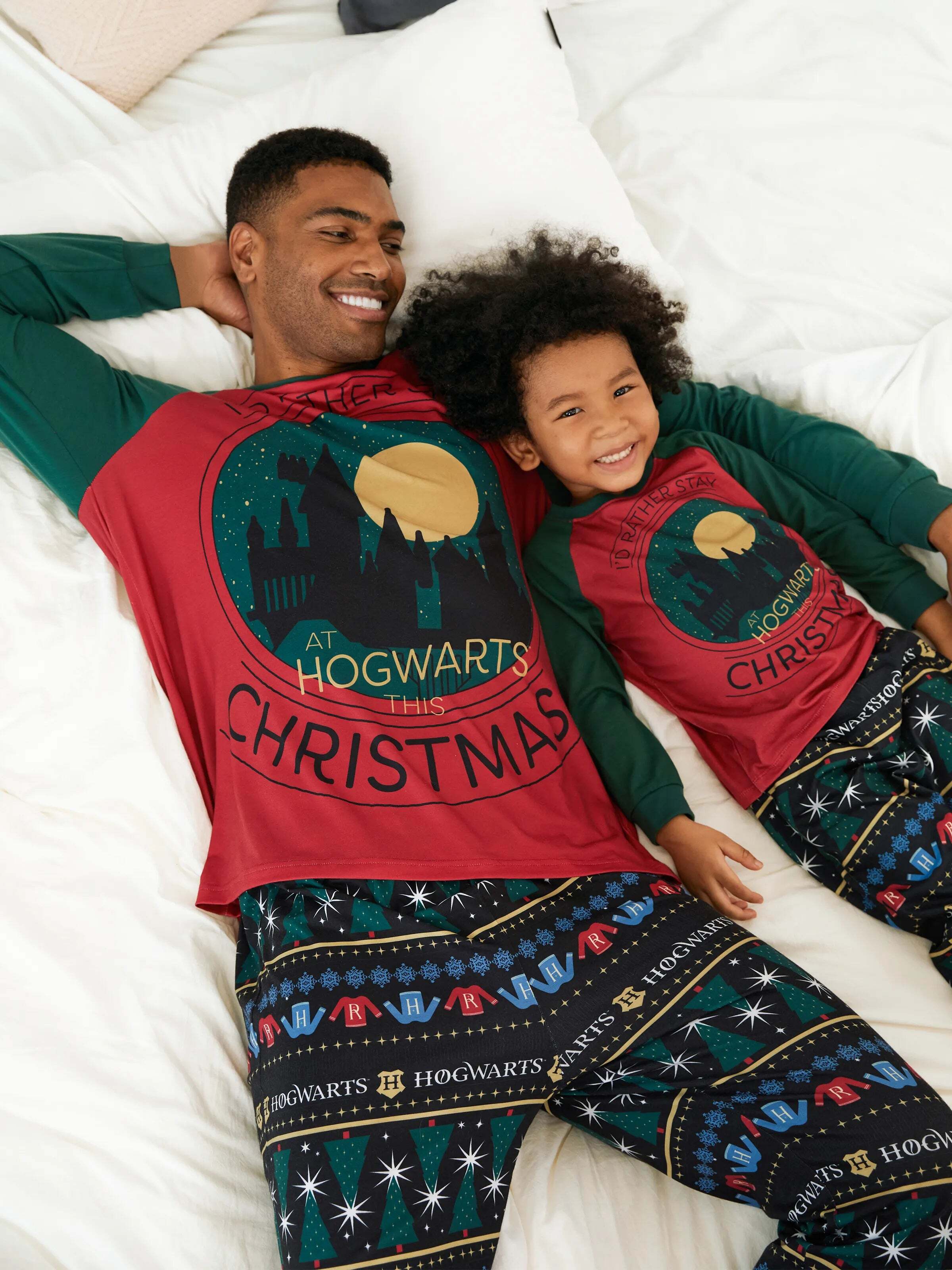 Family Matching Christmas Hogwarts Graphic Pajamas Sets with Christmas Socks
