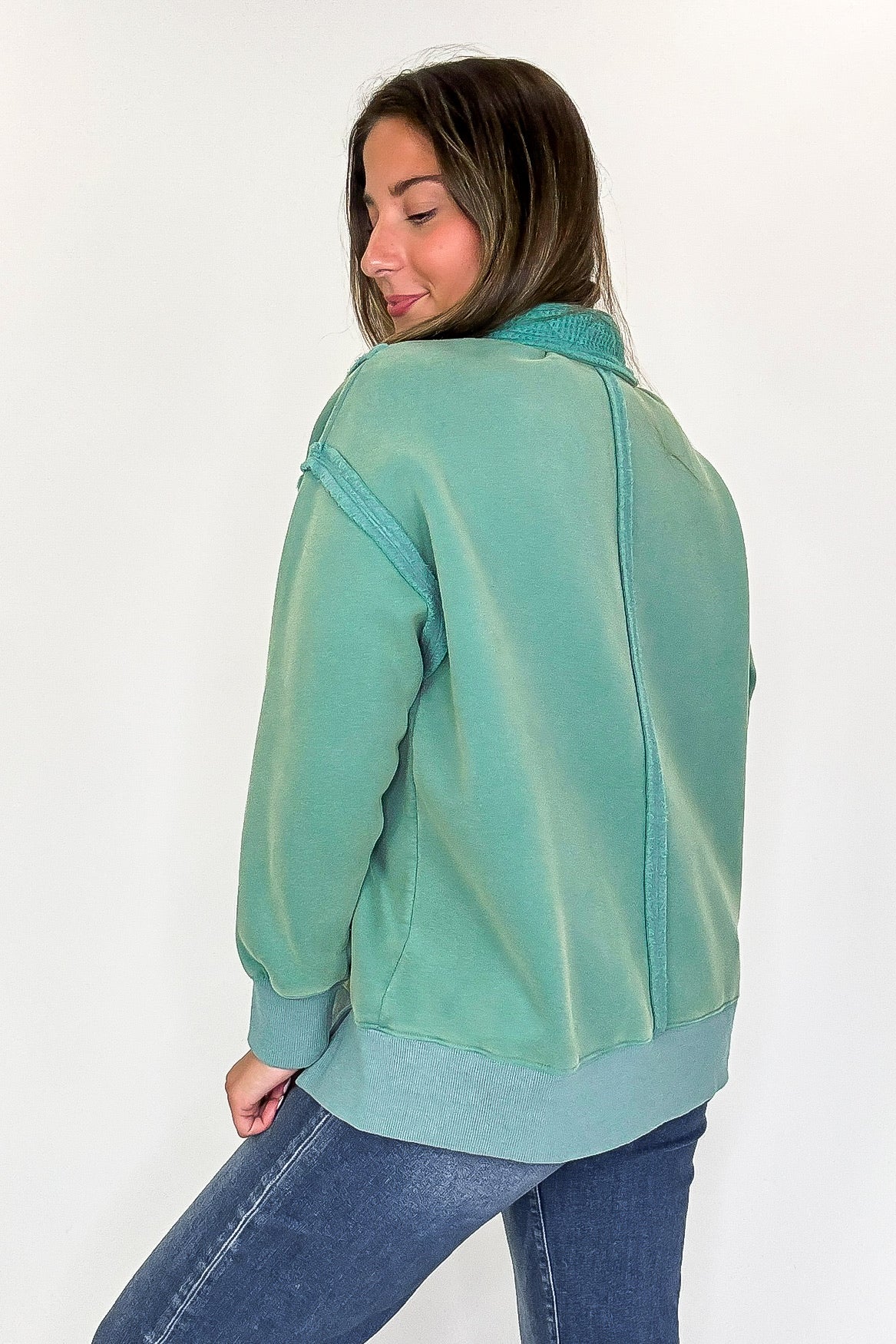 Cozy Thermal Placket Sweatshirt