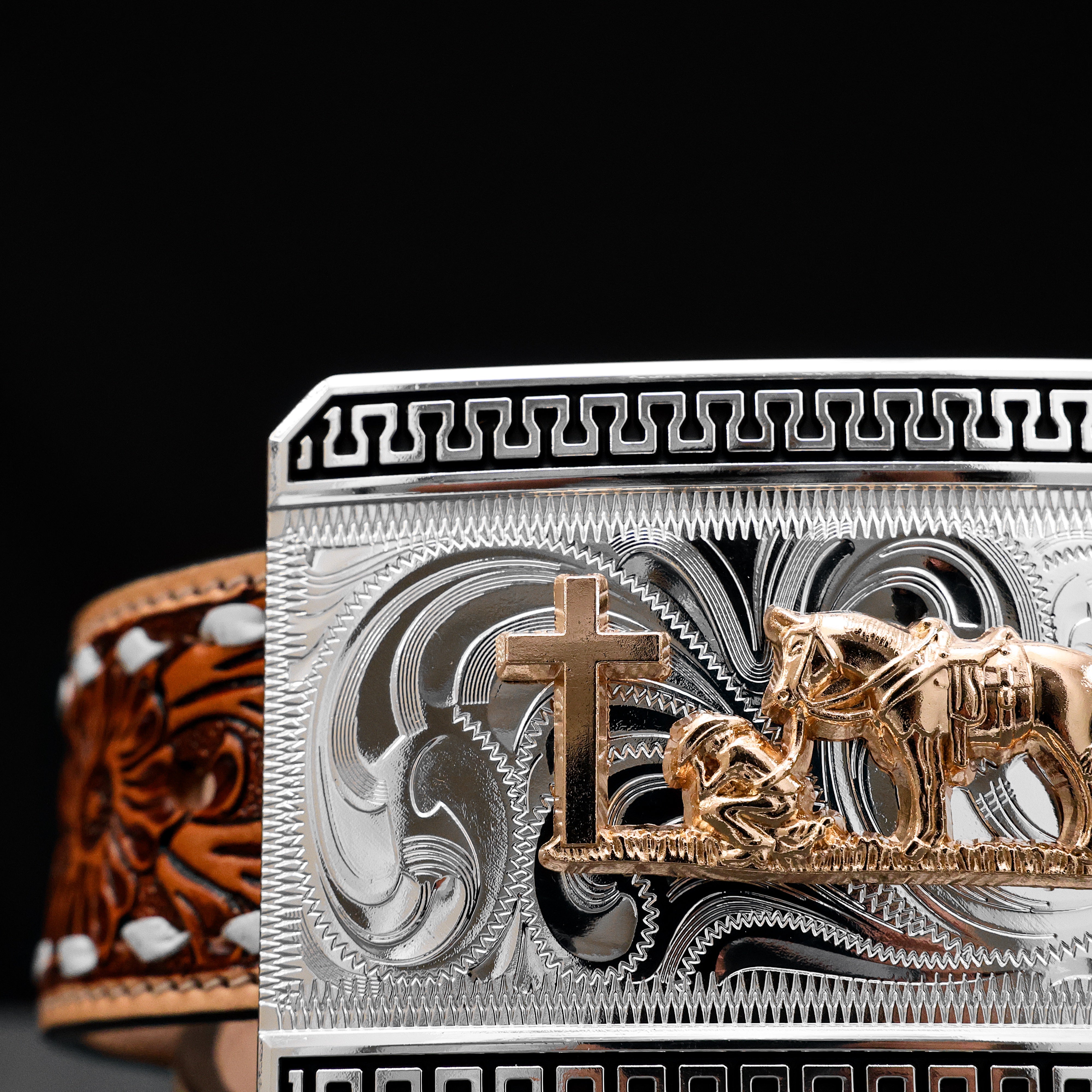 2 Inch Hand-Tooled Artesanal Beaded Leather Belt
