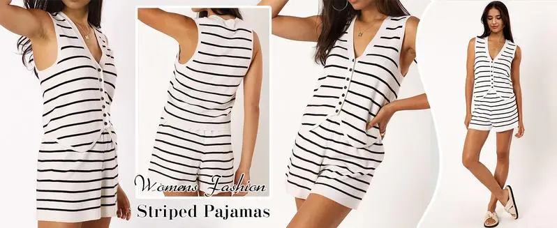 Women's 2 Piece Outfits Summer Striped Casual Sets (Under $4 a set!)