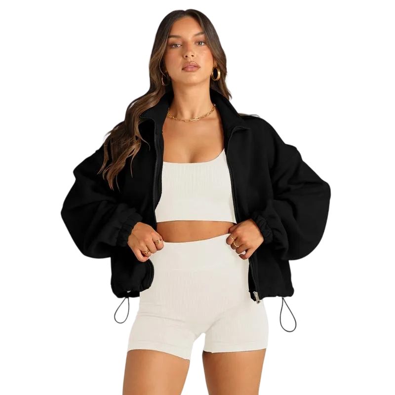 Women's Stand Collar Jacket Long Sleeve Sweatshirt Women's Fall Jacket