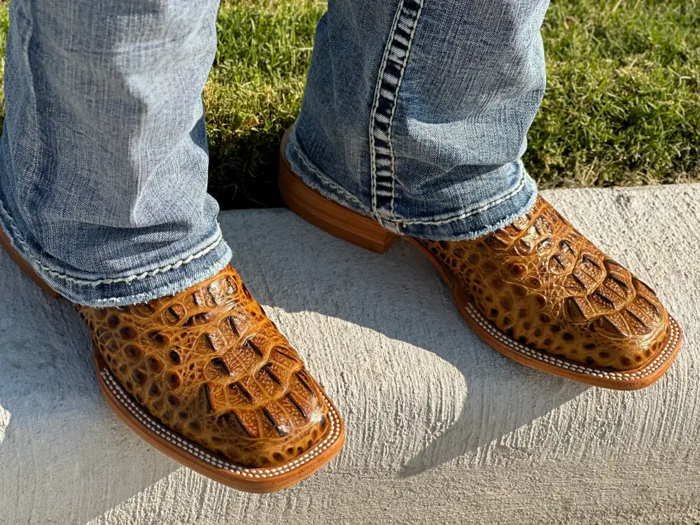 Men’s Honey Crocodile Leather Boots With Brown Shaft