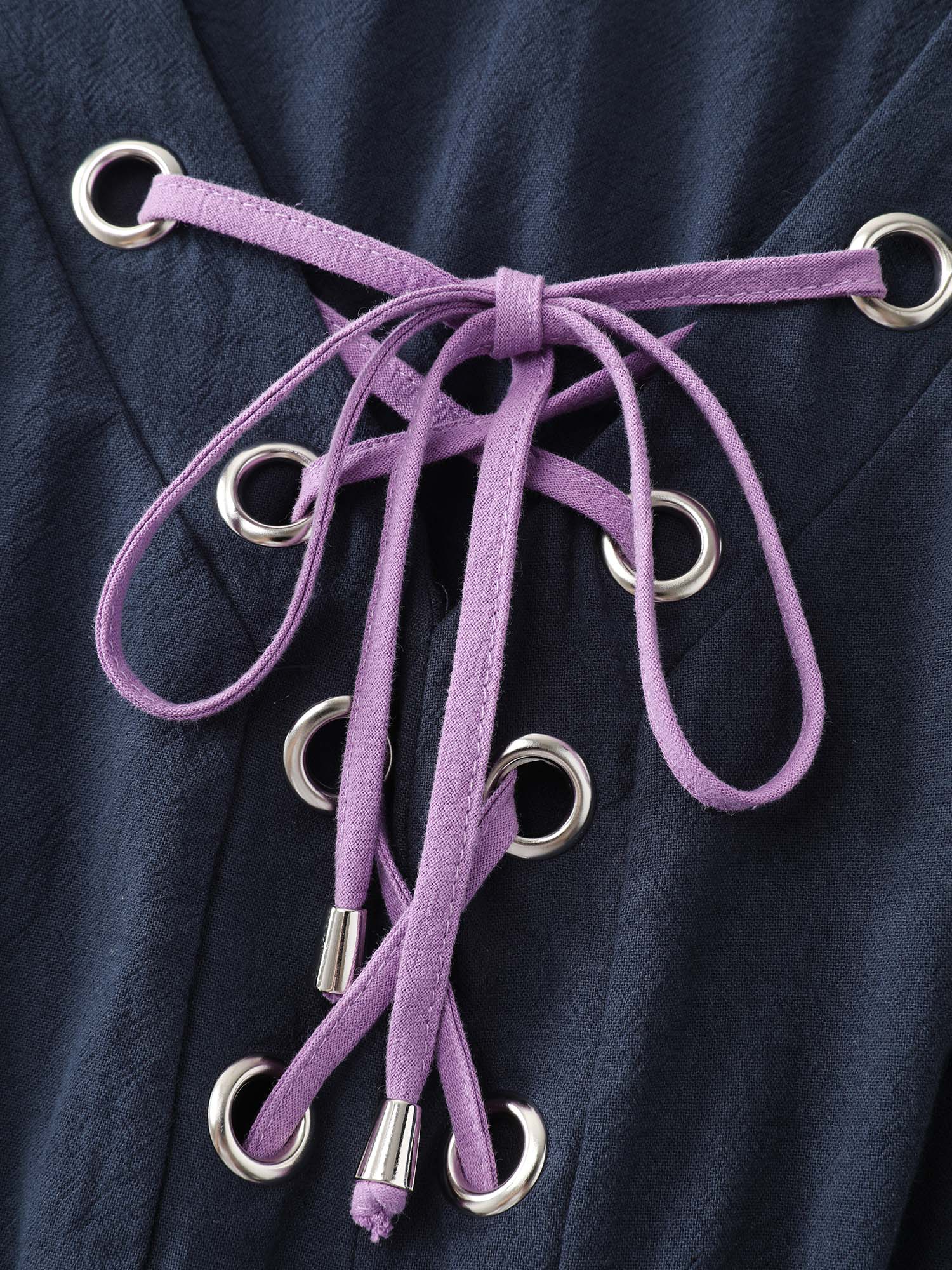 Pure Cotton Cross-Tie Neckline Midi Dress