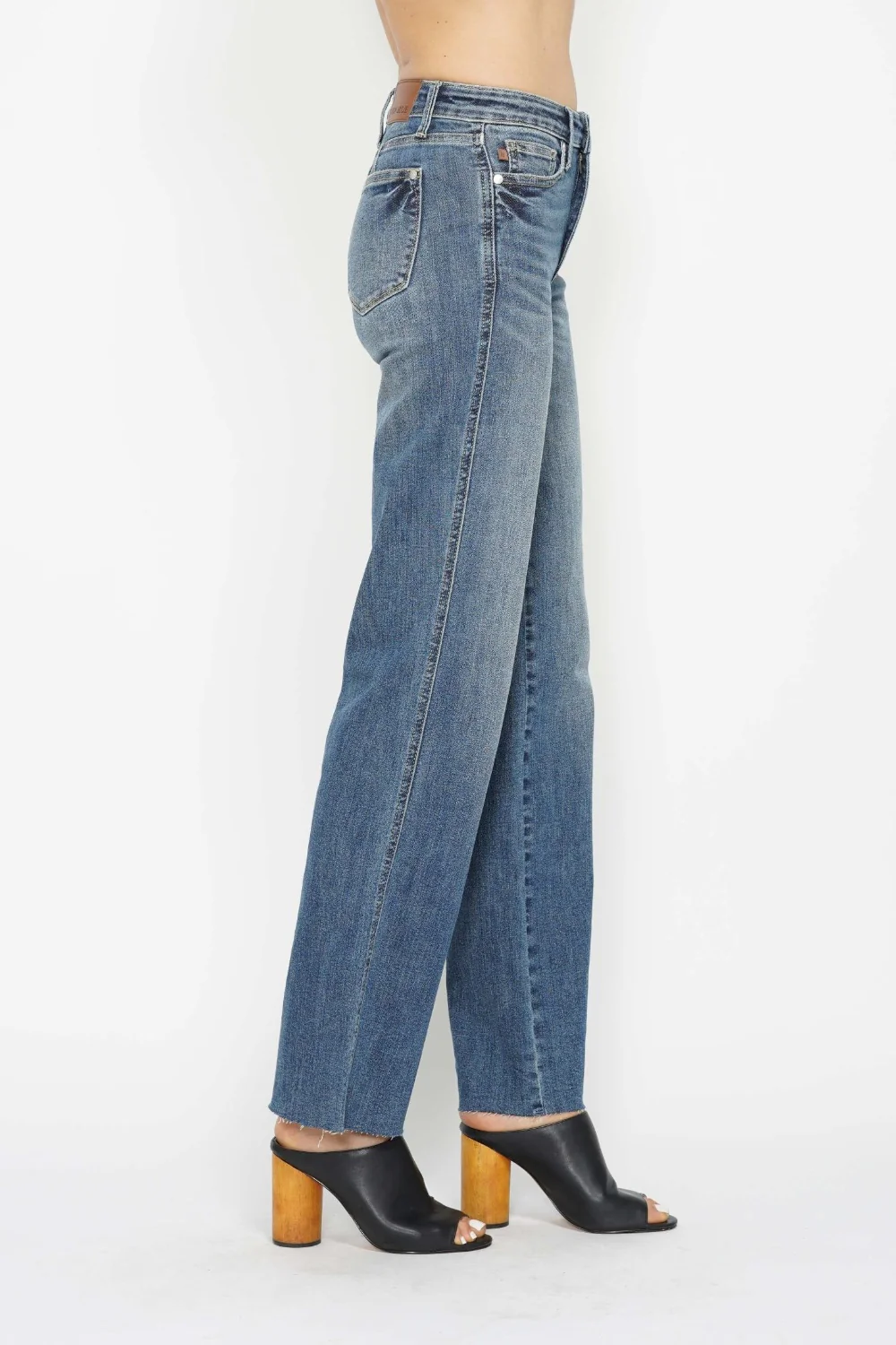 Blue Full Size Tummy Control Straight Jeans