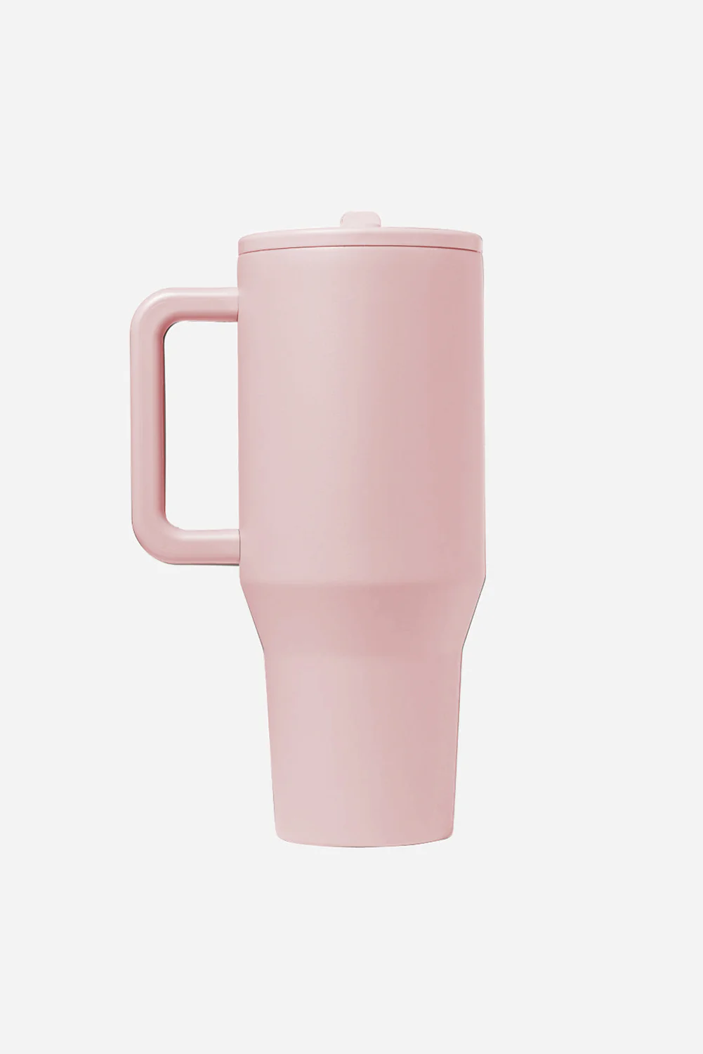 Light Pink Frosted Stainless Handle Large Vacuum Cup with Straw 40oz