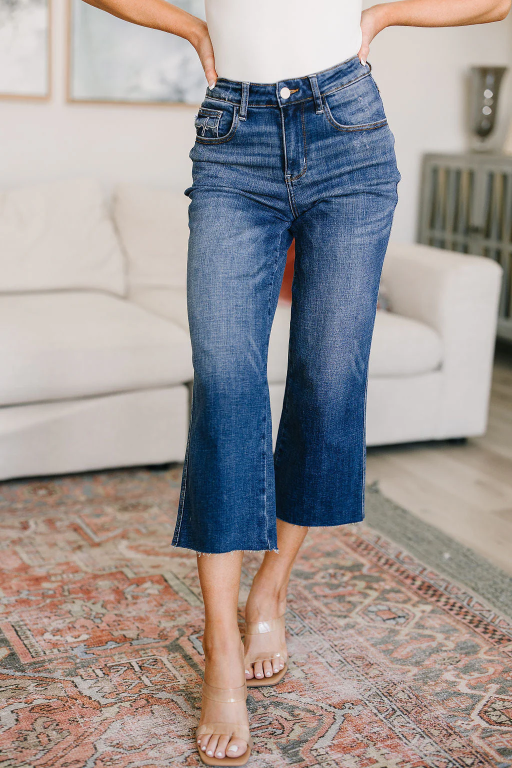 High Rise Wide Leg Crop Jeans