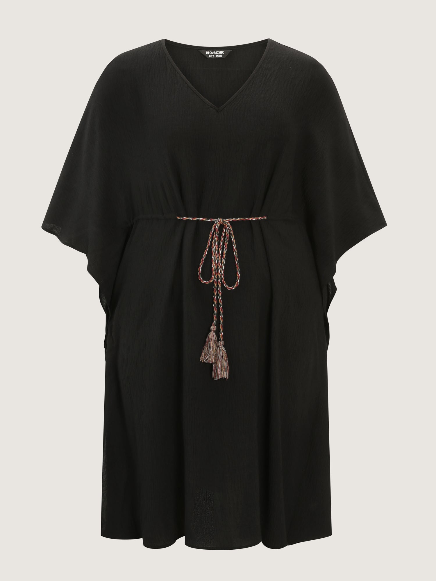 Dolman Sleeve Colorful Drawstring Waist Mini Dress