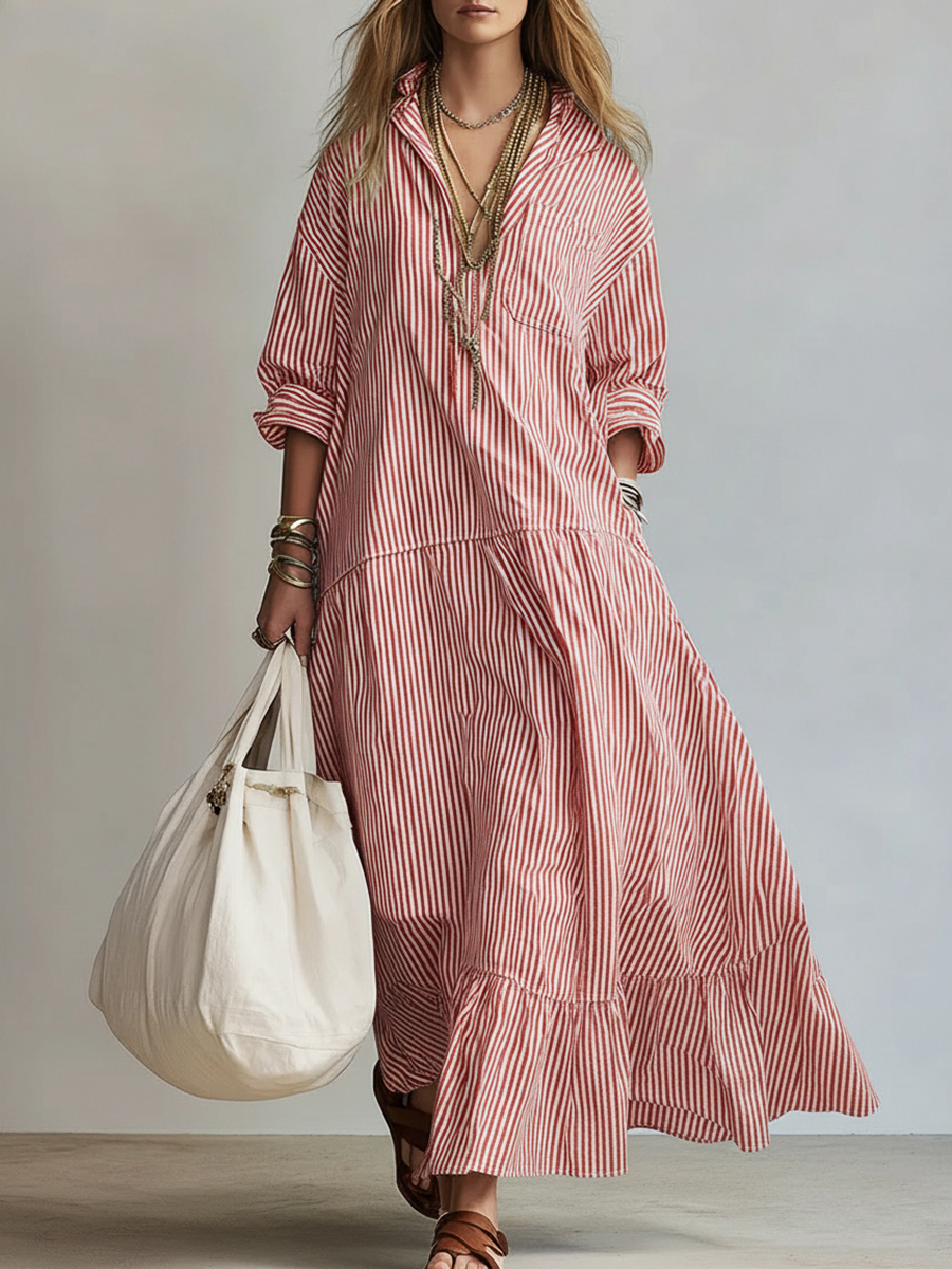 Women's Casual Striped Loose-fitting Dress