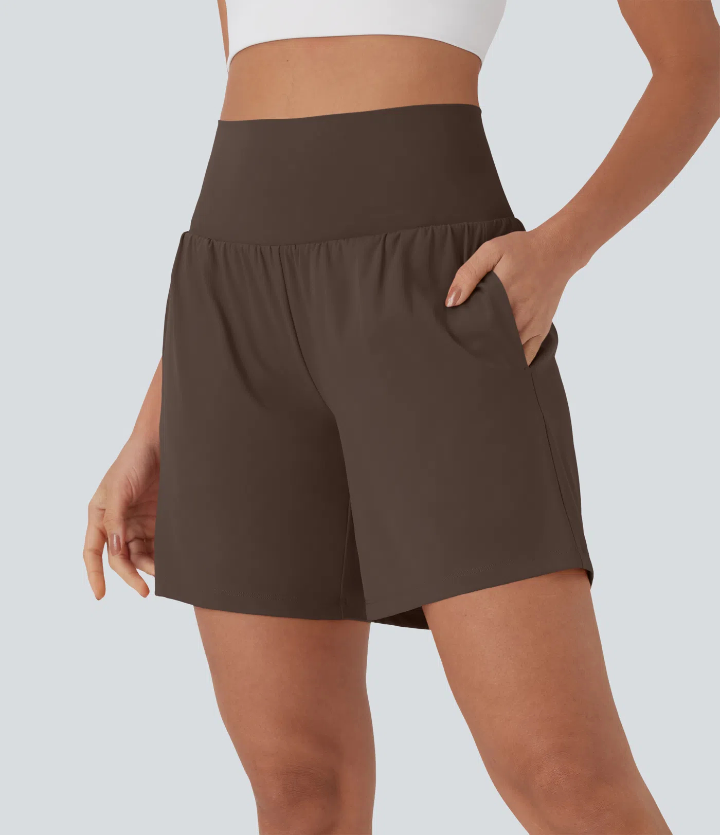 Women's 2-Piece Super High Waisted Back Pocket & Side Hidden Pocket 2-in-1 Yoga Shorts Set