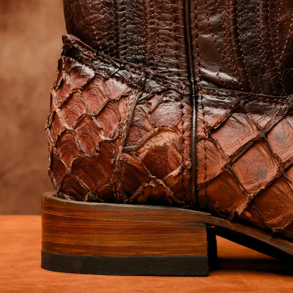 AUTHENTIC Brown Pirarucu Boots - Square Toe