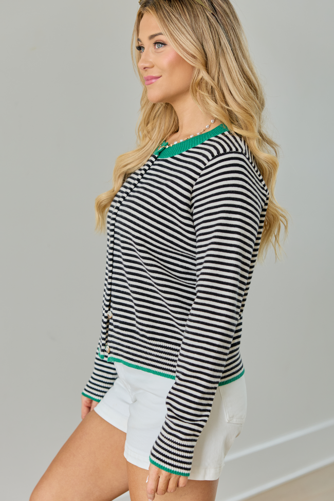 Patricia Green Trim Striped Cardigan
